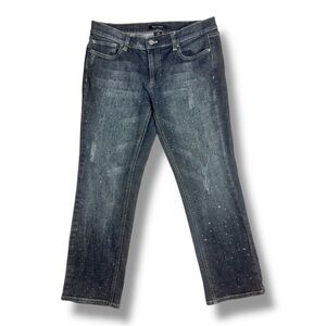 White House Black Market Noir Dark Wash Rhinestone Denim Jeans